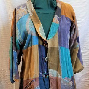 Boho jacket faux patchwork print